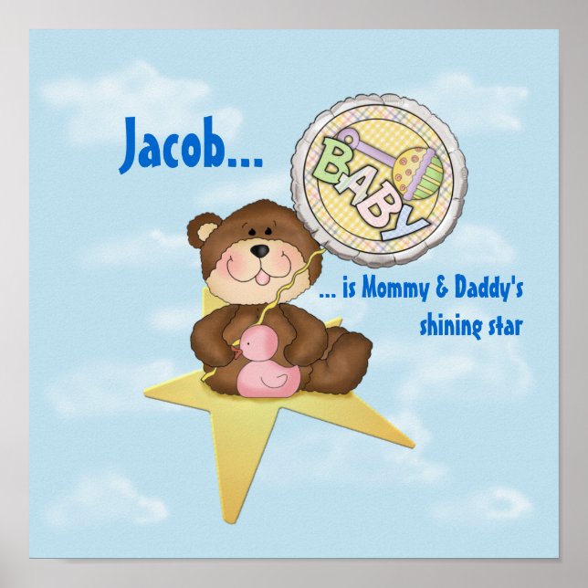 Baby Teddy Bear on a Star Poster (Front)