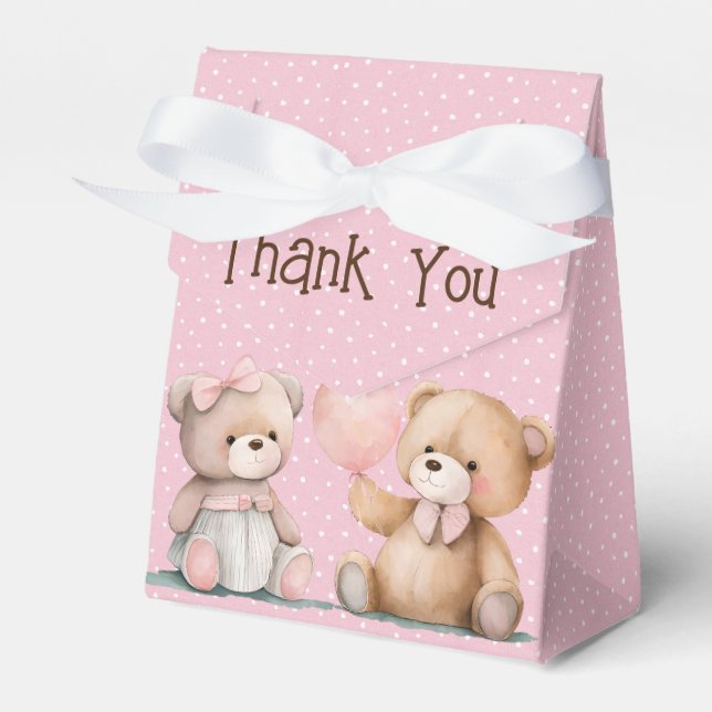 Baby Teddy Bears On Polka Dots Favour Box (Front Side)