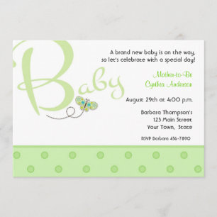 Baby Text Green Baby Shower Invitation