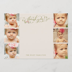 Baby Thank You 6 Photo Frame Flat Cards