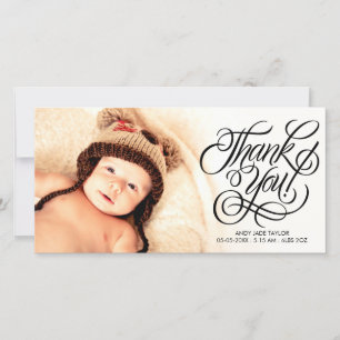 Baby Thank You Calligraphy Overlay Photo Cards