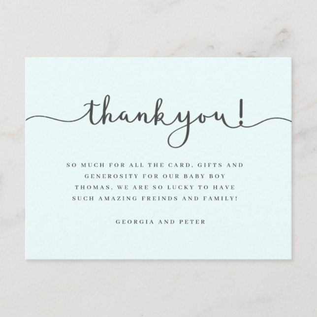 Baby thank you card, birthday thank you Postcard (Front)