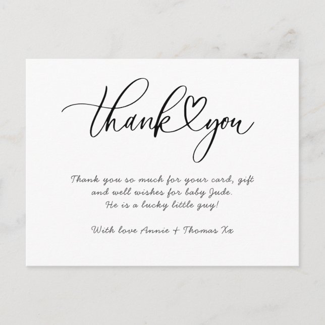Baby thank you cards heart thank you (Front)