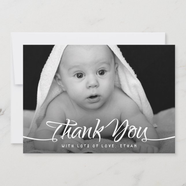 Baby Thank You Custom Photo Chic Hand Script (Front)