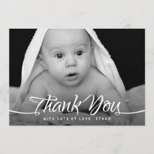 Baby Thank You Custom Photo Chic Hand Script Card