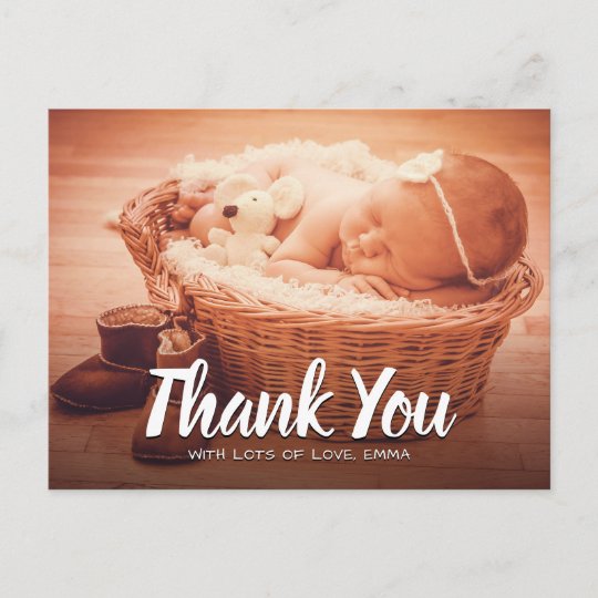 Baby Thank You Custom Photo Postcard Zazzle.co.uk