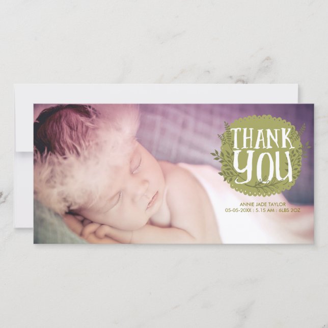 Baby Thank You Nature Overlay Photo Cards (Front)