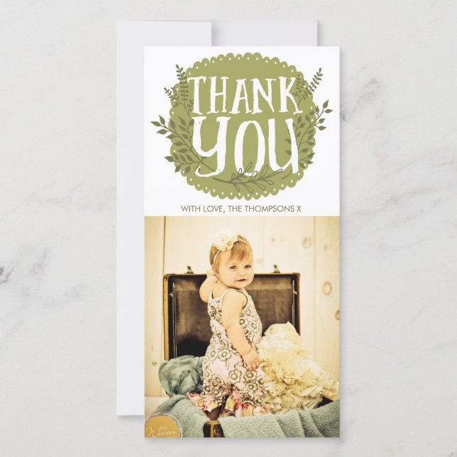 Baby Thank You Rustic Country Photo Cards (Front)