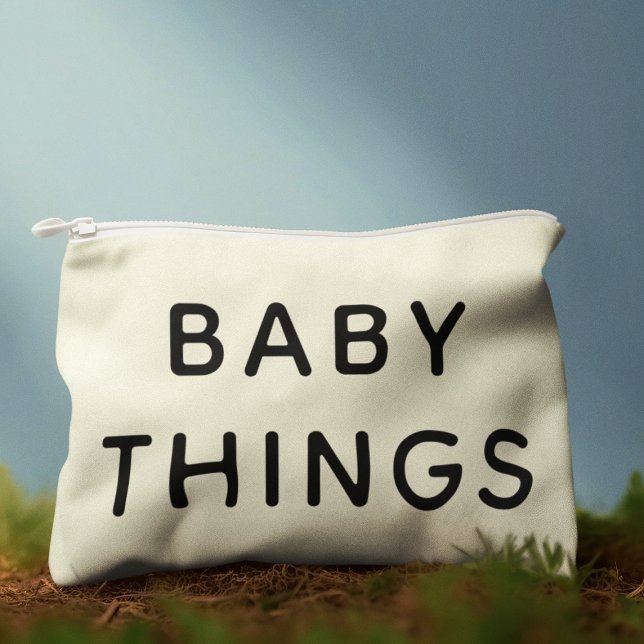 Baby Things Essentials Black Script Neutral Accessory Pouch (Creator Uploaded)