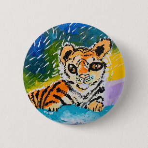 Baby Tiger "Art by Kids" 6 Cm Round Badge