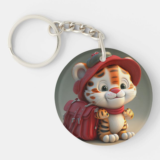 Baby Tiger Cartoon-76775 Key Ring (Front)