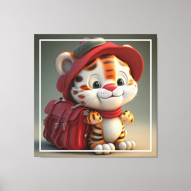 Baby Tiger Cartoon  Canvas Print (Front)