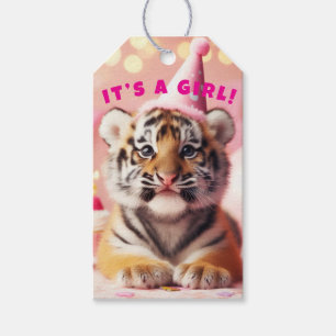 Baby Tiger Cute Baby Reveal Girl Pink Gift Tags