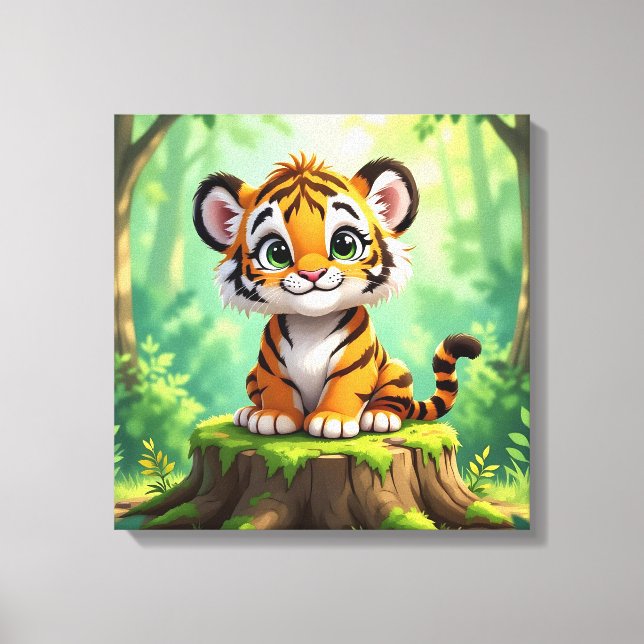 Baby Tiger | Cute Cartoon Kid's Nursery Art Canvas Print (Front)