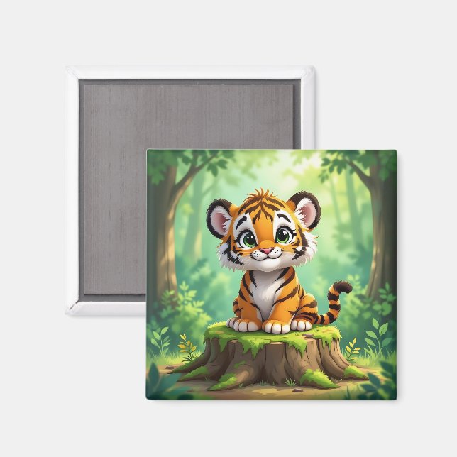 Baby Tiger | Cute Cartoon Kid's Nursery Art Magnet (Front/Back)
