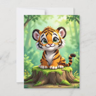 Baby Tiger Cute Cartoon Kid's Nursery Art Postcard