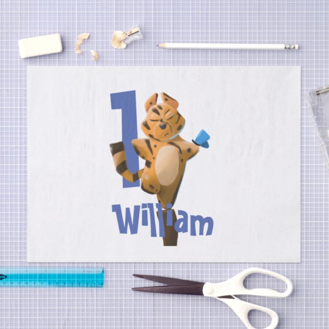 Baby Tiger Plaid First Birthday  Tissue Paper (Craft)