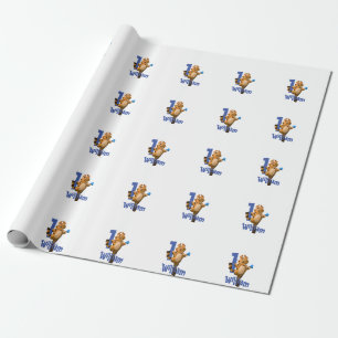 Baby Tiger Plaid First Birthday  Wrapping Paper