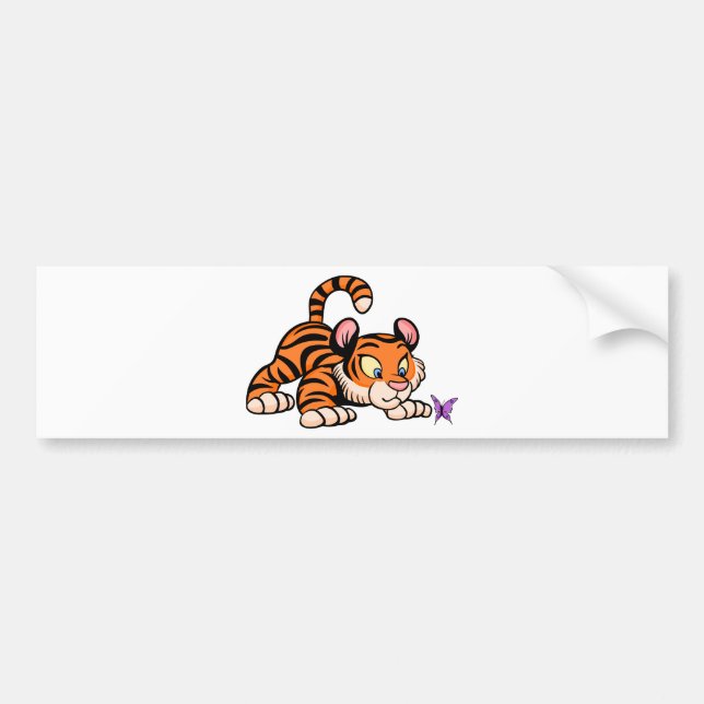 Baby Tiger with butterfly Bumper Sticker (Front)