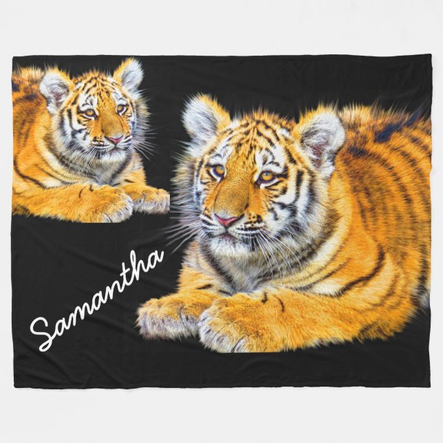 Baby Tigers Fleece Blanket (Front (Horizontal))
