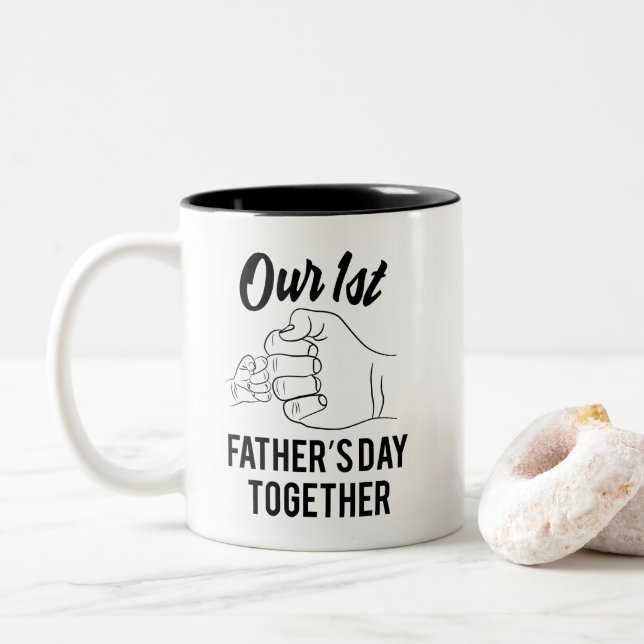 Baby to Dad our first Father's Day together Two-Tone Coffee Mug (With Donut)