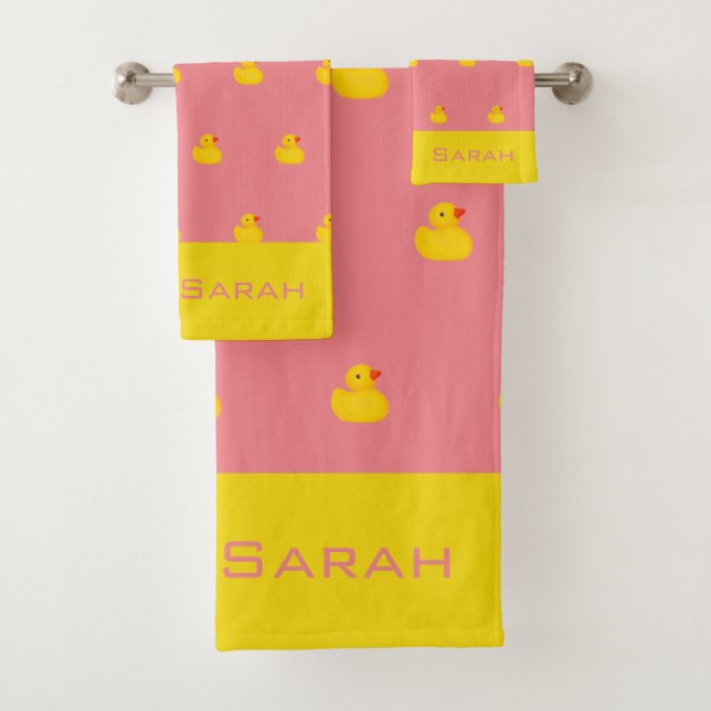 Baby & Toddler Rubber Ducky Bath Towel Set  (Insitu)
