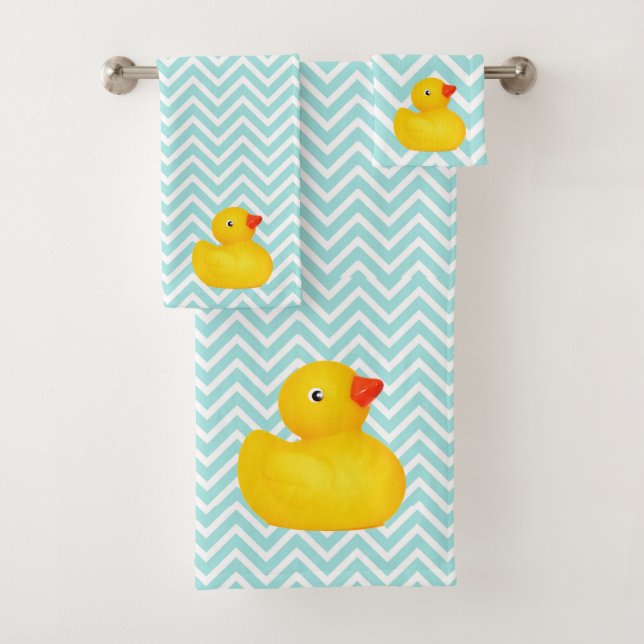 Baby & Toddler Rubber Ducky Bath Towel Set  (Insitu)