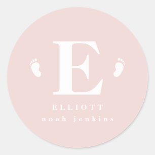 baby toes initial birth announcement stickers