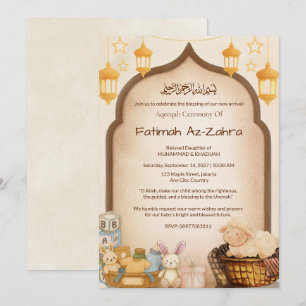 Baby Toy Mosque Arch Islamic Aqeeqah & Baby Shower Invitation