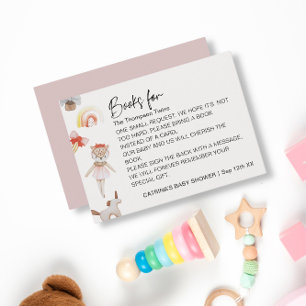 Baby Toys Twin Girls Book Request Baby Shower Enclosure Card