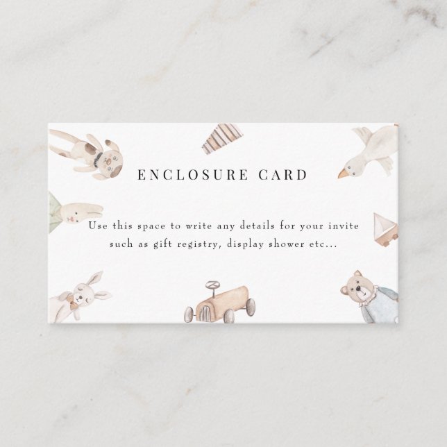 Baby Toys | Vintage Baby Shower  Enclosure Card (Front)