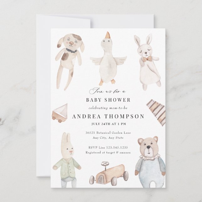 Baby Toys | Vintage Baby Shower Invitation (Front)