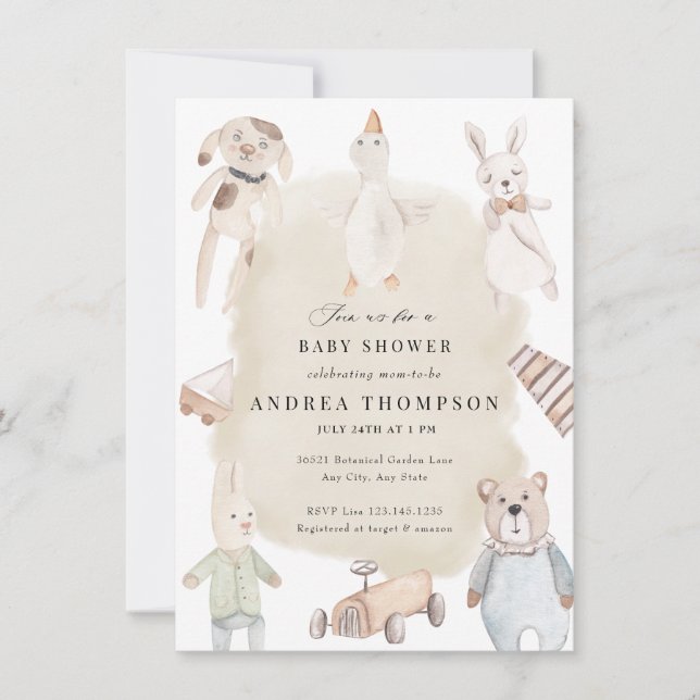 Baby Toys | Vintage Baby Shower Invitation (Front)