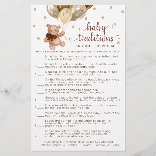 Baby Traditions Around The World Game Teddy Bear (Front)