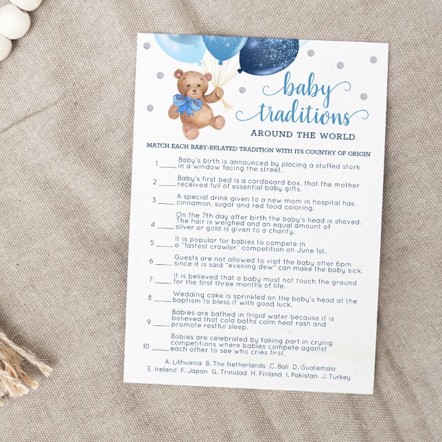 Baby Traditions Game Baby Shower Teddy Bear Card (Creator Uploaded)
