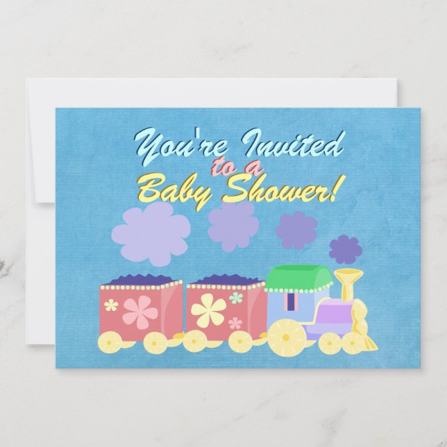Baby Train Baby Shower Invitation (Front)