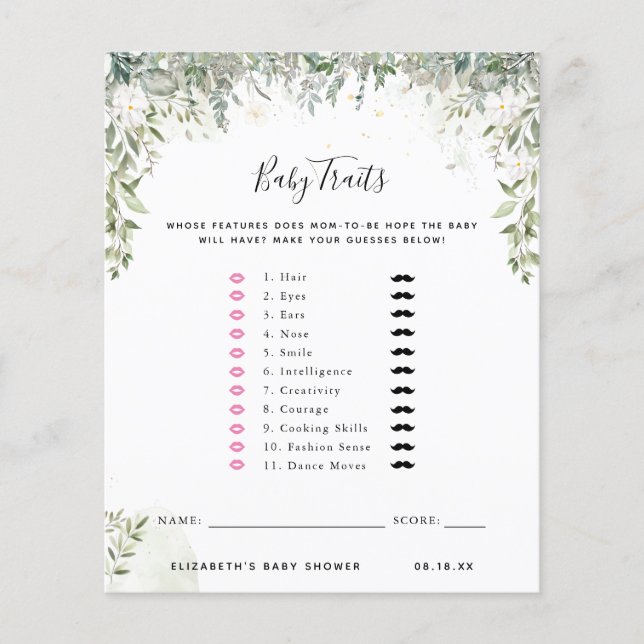 Baby Traits | Baby Shower Game (Front)