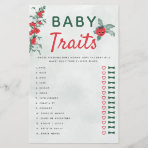 Baby Traits Baby Shower Game Rustic Tomato Vine Flyer