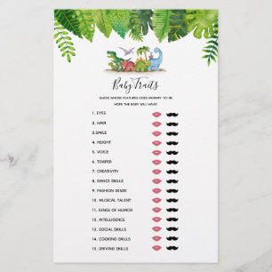 Baby Traits Dinosaur Baby Shower Game