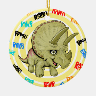 Baby Triceratops Ceramic Tree Decoration
