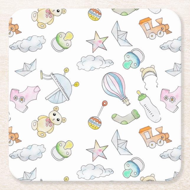 Baby Trinkets Square Paper Coaster (Front)