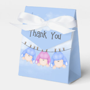 Baby Triplets Hanging On Clothesline Favour Box
