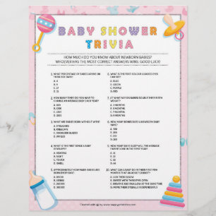 Baby Trivia [Baby Basics Pink] Custom Letterhead