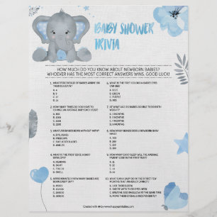 Baby Trivia [Baby Elephant [Blue] Custom Letterhead