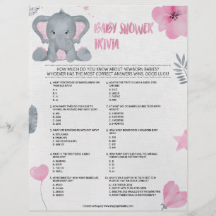 Baby Trivia [Baby Elephant [Pink]] Custom Letterhead