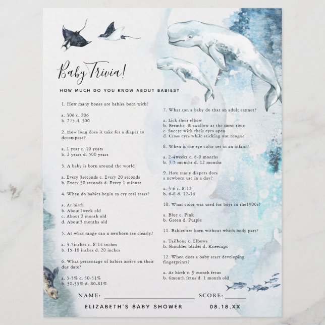 Baby Trivia | Baby Shower Game (Front)