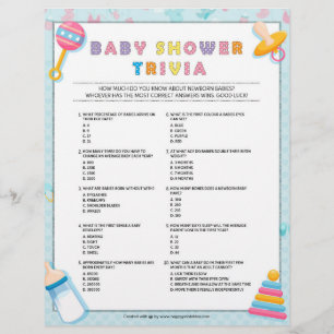 Baby Trivia Baby Shower Games [Baby Basics Blue] Custom Letterhead