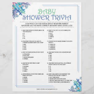Baby Trivia [Blue Floral] Custom Letterhead