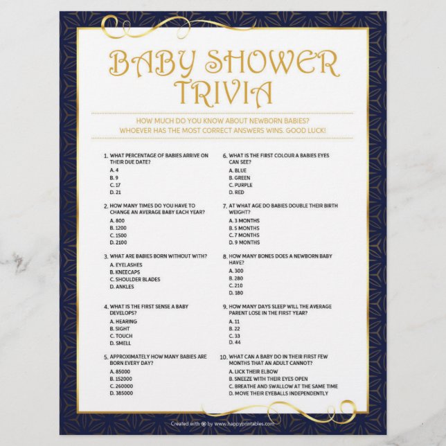 Baby Trivia [Golden Blue] Custom Letterhead (Front)