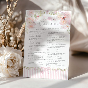 Baby Trivia Love Bug Floral Baby Shower Game